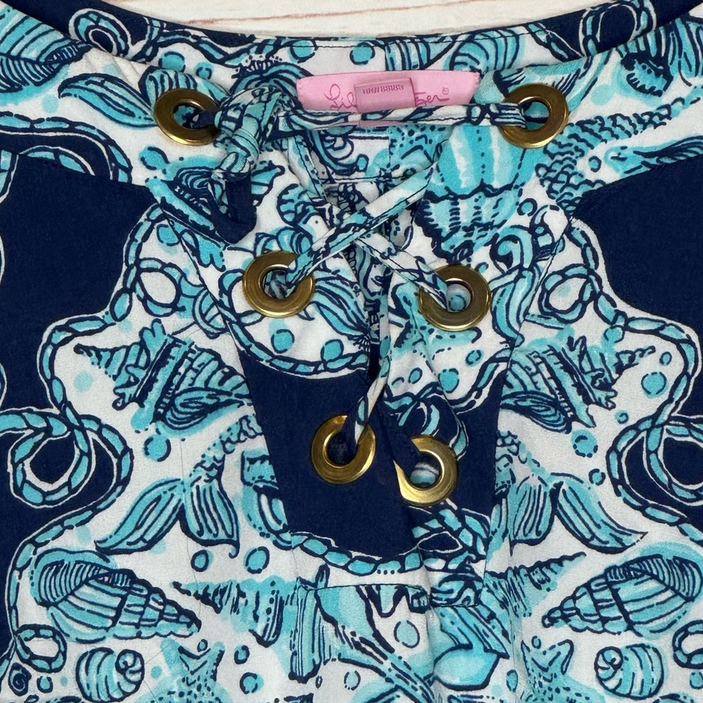 Lilly Pulitzer Everett Dress in Bright Navy Hey Big Sailor Sz M - Picture 6 of 12